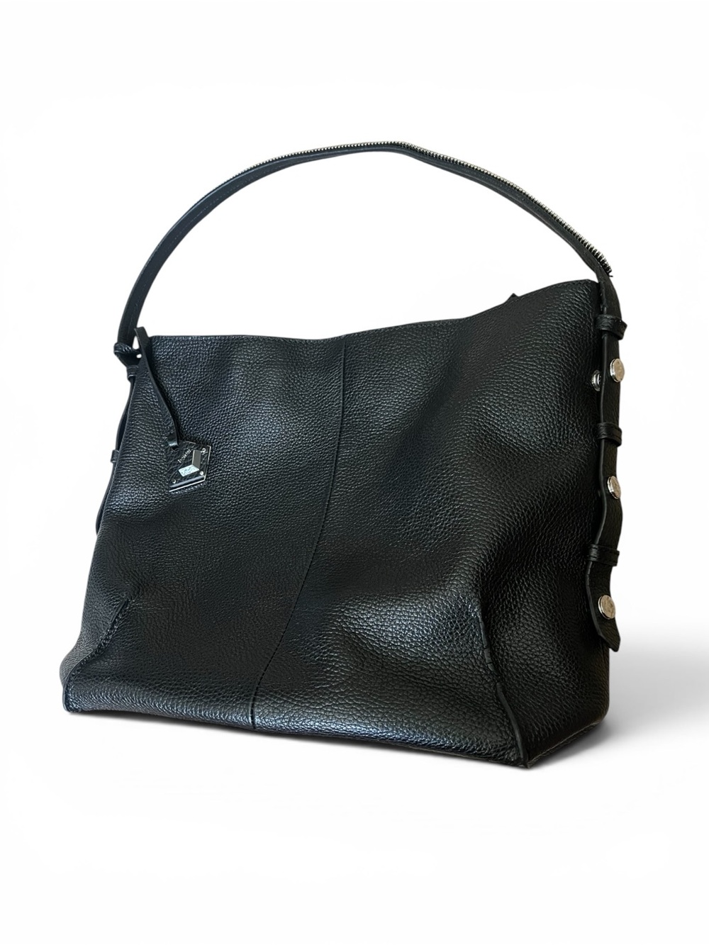 Botkier Soho Hobo Black Pebbled Leather Y2K Moto Shoulder Bag